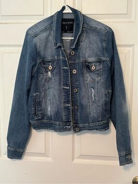 Maurices Distressed Medium Wash Denim Jacket